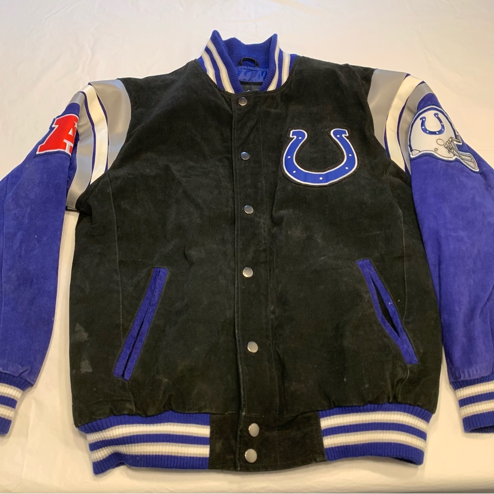 NFL Indianapolis Colts GIII Lined Leather Bomber Jacket Men’s Large